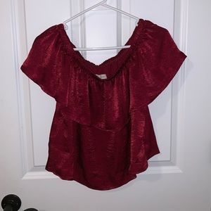 Burgundy off the Shoulder Top